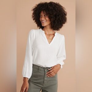 Marine Layer White Double Gauze Cotton Blouse – Size XL